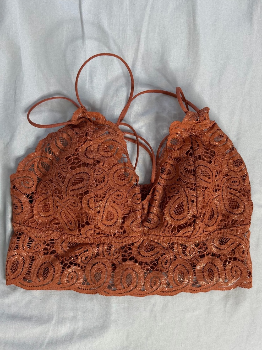 PINK Victoria's Secret Rust Orange Lace Crop Bralette